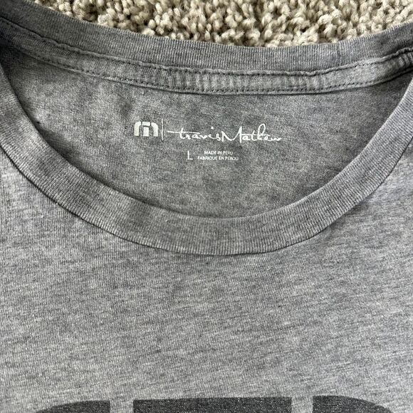 Travis Mathew Men’s Grey Logo Shirt Large Performance Casual Tee - Picture 3 of 5